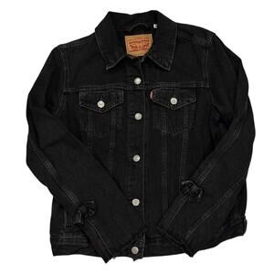 Levi's Original Riveted Black Denim Trucker Jacket L